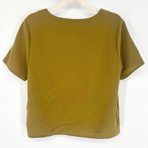 Maggie Sweet Olive Green Embroidered Floral Oversized Top Size Petite S - Picture 6 of 8